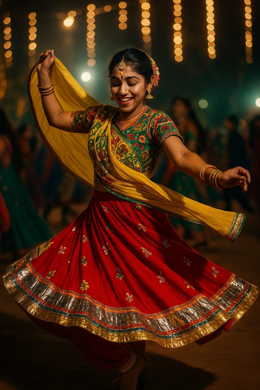 Garba dancer in traditional red lehenga
