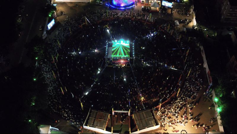 Aerial view of Garba celebration