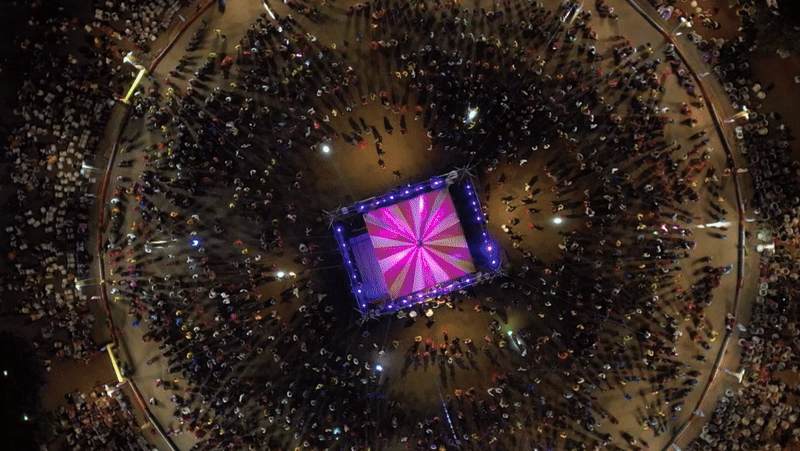 Massive Garba celebration aerial view