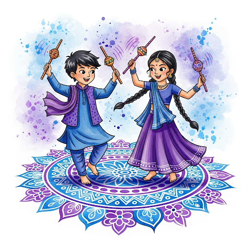Children in traditional Indian festival costumes
